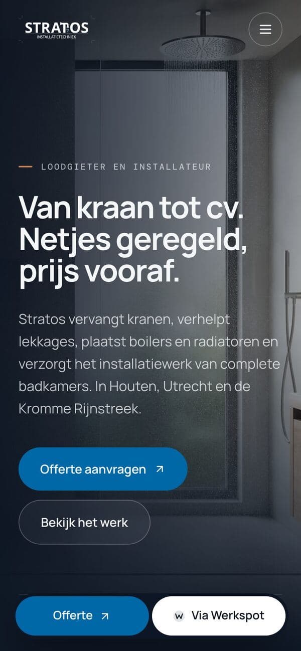 Stratos Installatietechniek, mobiele website